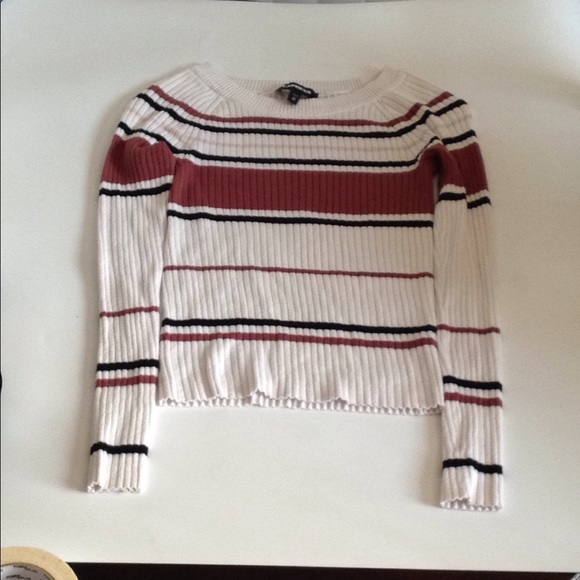 Express Color Block Stripe Brown/Cream/Black Sweat - Picture 5 of 13